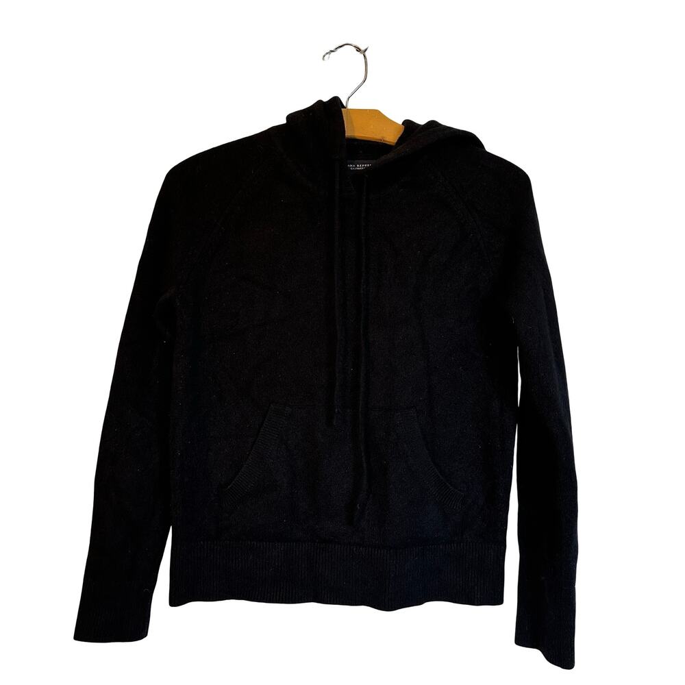 Banana Republic Cashmere Hoodie Black Hooded Sweater Minimalist Quiet Luxury M